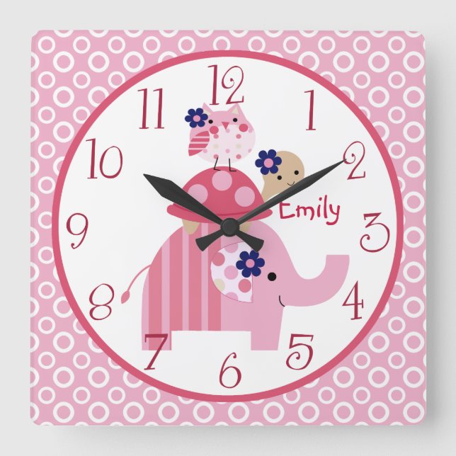Reloj apilado de elefante Ellie/Ella personalizado (Anverso)