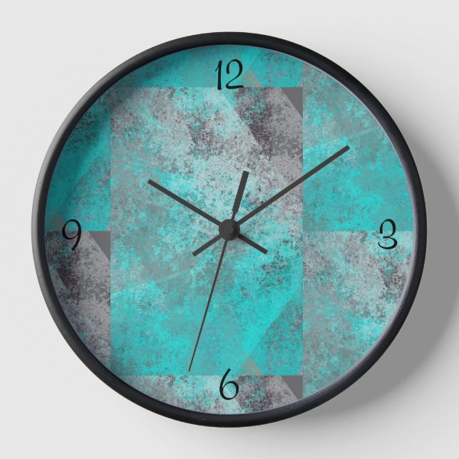 Reloj Aqua Blue Turquoise and Grey Distressive (Anverso)