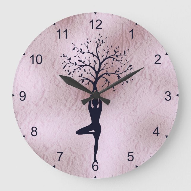 RELOJ - ÁRBOL DE SILHOUETTE DE LA DAMA DE YOGA (Anverso)