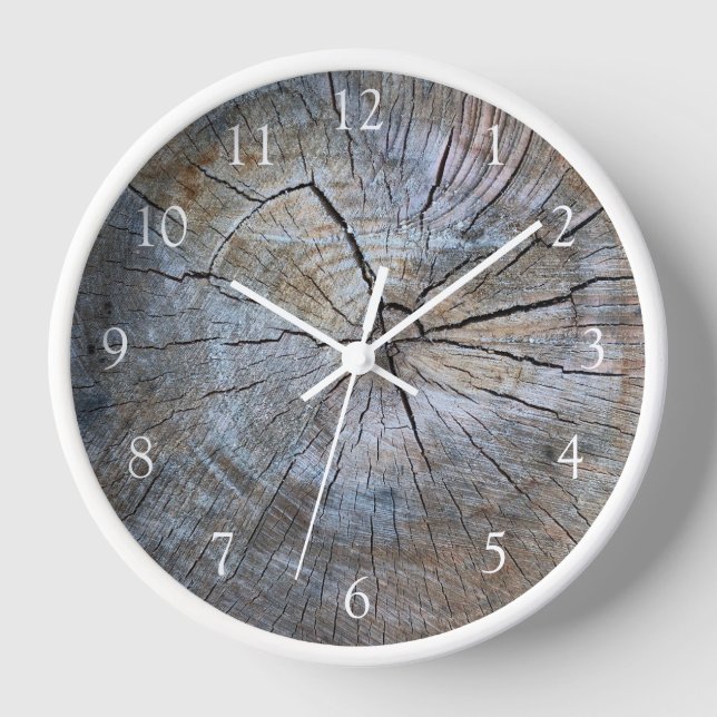Reloj Árbol rústico de grano de madera angustiado con an (Anverso)
