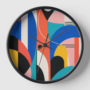 Reloj Arched Blue Pink Modernist Abstract