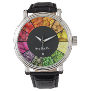 Reloj arcoiris alimentario - Frutas y verduras col