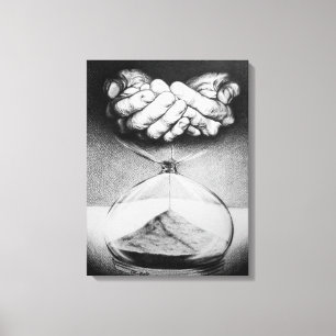 Reloj Arenero manos Dibujo a lápiz Arte surrealist
