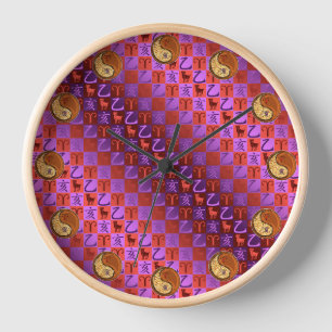 Reloj Aries y Cerdo de Madera 