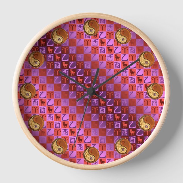Reloj Aries y Gallo de Madera (Anverso)