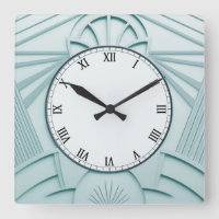 Reloj Art Déco Azul De Mint - Líneas Abstractas El