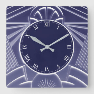Reloj Art Déco Azul Oscuro - Líneas Abstractas Ele