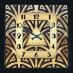 Reloj Art Deco Elegante<br><div class="desc">Este reloj Art Deco Style luce muy elegante y podría imaginar que este reloj de pared se vería estupendo en una pared de tu casa. Creé este reloj con elegancia en mente. Es muy art déco en negro y oro. Esto también sería un regalo encantador para un boda o para...</div>