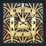 Reloj Art Deco Elegante<br><div class="desc">Este reloj Art Deco Style luce muy elegante y podría imaginar que este reloj de pared se vería estupendo en una pared de tu casa. Creé este reloj con elegancia en mente. Es muy art déco en negro y oro. Esto también sería un regalo encantador para un boda o para...</div>