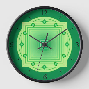 Reloj Art déco geométrico, esmeralda y verde lima