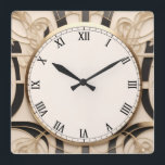 Reloj Art Nouveau Art Deco - Blanco negro y oro<br><div class="desc">reloj art deco,  reloj art nouveau,  dorado crema negra,  líneas simétricas geométricas de los años 20,  estilo sofisticado elegante estilo 1920,  lujo elegante de oro,  lujosa antigüedades retro vintage,  diseño elegante de líneas,  reloj cuadrado glamuroso de cristal,  elegante glamour clásico glamour</div>