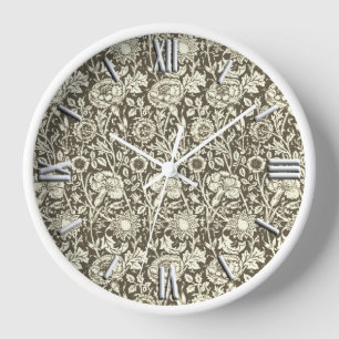 Reloj Art Nouveau Carnation Damask, Taupe and White