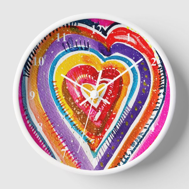 Reloj Arte de acuarela de Heart Boho (Anverso)