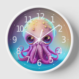 Reloj Arte de Alien Octopus Púrpura Colorido Lindo