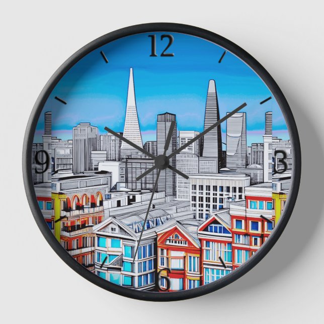 Reloj Arte de cartel del horizonte de San Francisco  (Anverso)