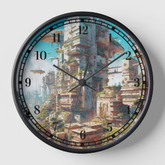 Reloj Arte de ciencia ficción de ciudad futurista