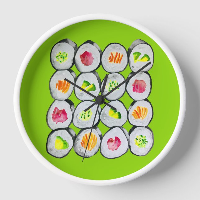 Reloj Arte de coloración de agua de Sushi Wasabi (Anverso)