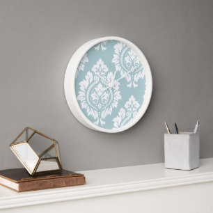 Reloj Arte de Damasco Decorativo I Blanco sobre Azul de 