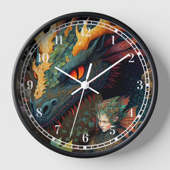 Reloj Arte De Fantasía De Elf Y Dragon (Anverso)