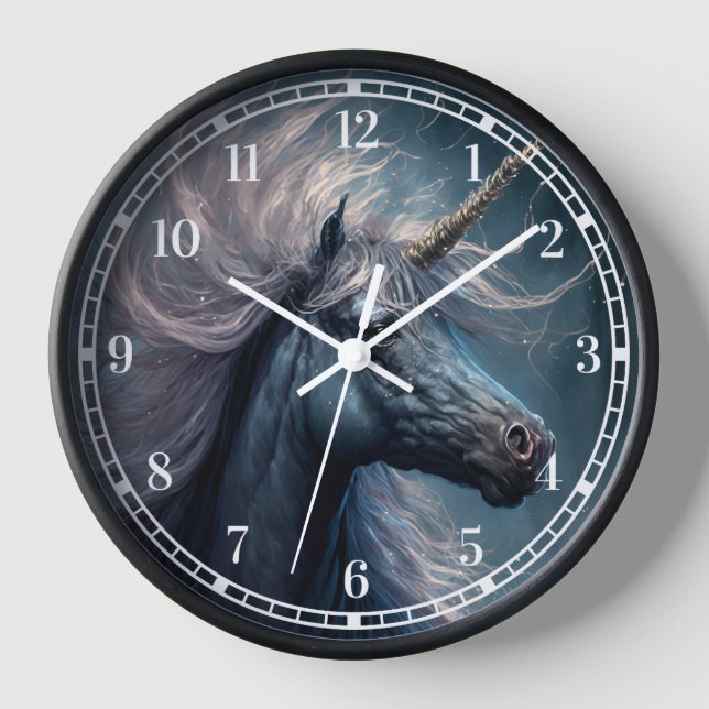 Reloj Arte de fantasía de Unicornio negro (Anverso)