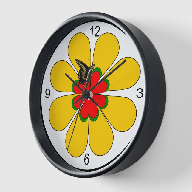 Reloj - Arte de flores con mariposa (Ángulo)