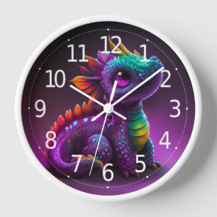 Reloj Arte de lagarto dragón morado colorido lindo  