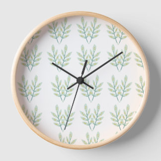 Reloj Arte de pared de ilustración botánica floral azul