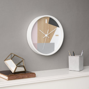 Reloj Arte De Patrón De Rayas De Bloque Modernas En Faux