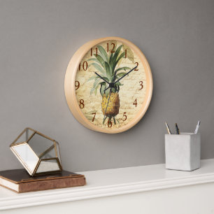 Reloj Arte de Piña con Caligrafía Francesa Vintage Chic 