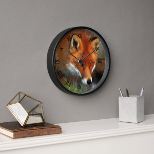 Reloj Arte de pintura al óleo de zorro rojo de caza
