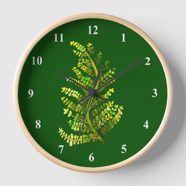 Reloj Arte de plantas de hojas de helecho verde (Anverso)