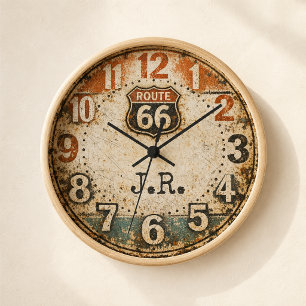 Reloj Arte desgastado personalizado de la ruta 66 rústic