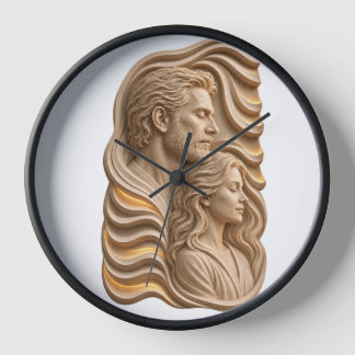 Reloj Arte en relieve de pareja clásica romántica
