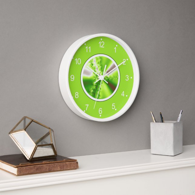 Reloj Arte fractal verde lima (Oficina)