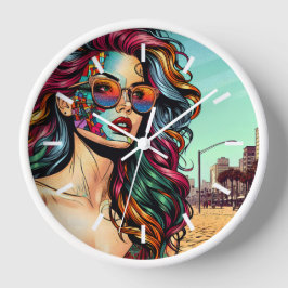 Reloj Arte fracturado | Mujer abstracta en la playa