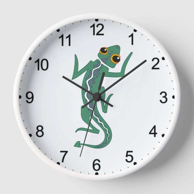 Reloj Arte gráfico artístico de lagarto verde Buggi-2784 (Anverso)