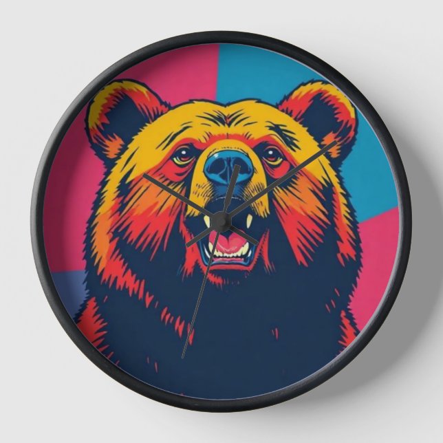Reloj Arte pop de oso pardo (Anverso)