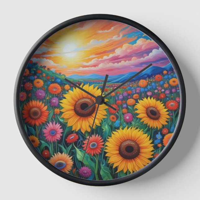 Reloj Arte vibrante de campo de girasol (Anverso)