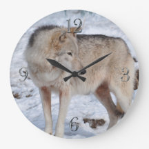 Reloj ártico blanco del arte del lobo y de la