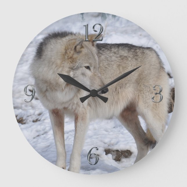 Reloj ártico blanco del arte del lobo y de la (Anverso)