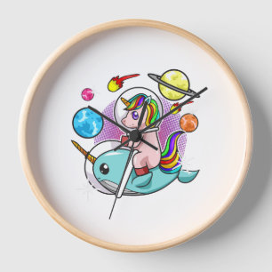 Reloj Astronauta Unicornio montando en el universo espac