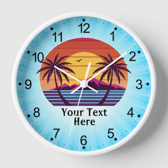 Reloj Atardecer con Vector de Palmeras (Anverso)