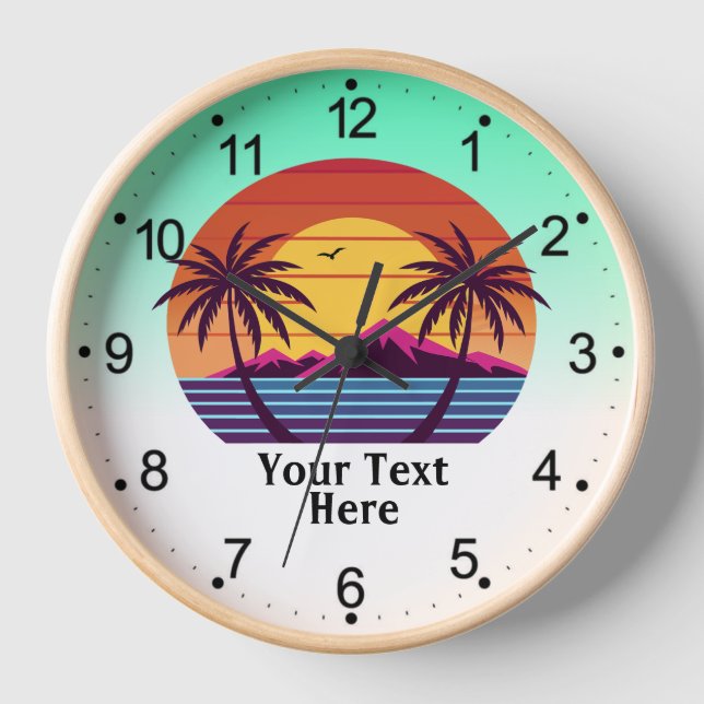 Reloj Atardecer con Vector de Palmeras (Anverso)