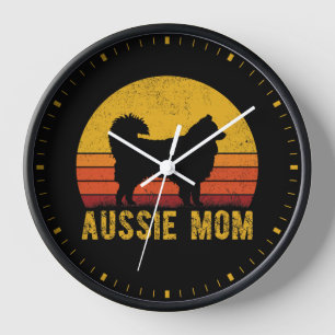 Reloj Aussie Mom Australian Shepherd Dog Mom Retro