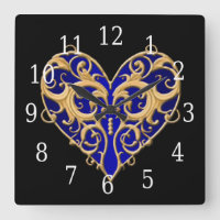 Reloj azul de corazón filigrí