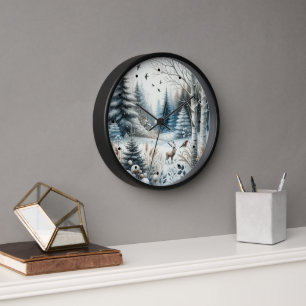 Reloj Azul de los Árboles de venado de nieve de los bosq