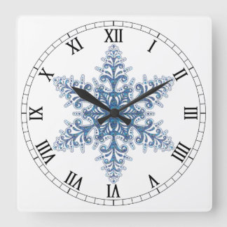 Reloj azul de los números romanos del cuadrado del