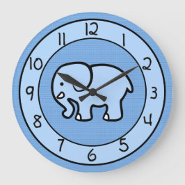 Reloj azul del elefante para el dormitorio de los