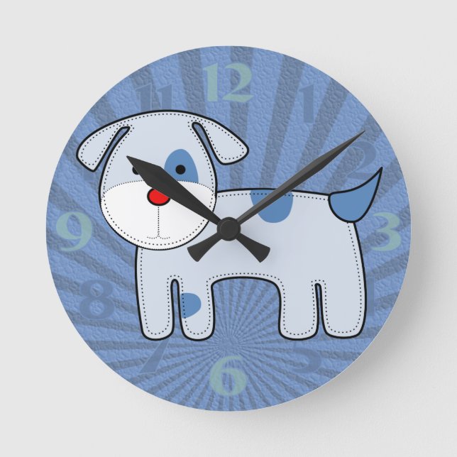 Reloj azul del medio del perrito del remiendo (Anverso)