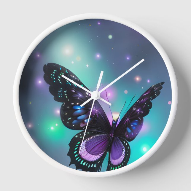 Reloj Azul morado y mariposa Verde azulada (Anverso)